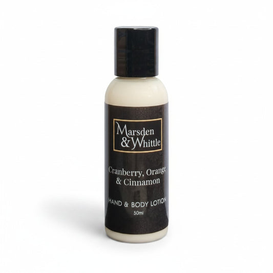 Cranberry, Orange & Cinnamon Hand & Body Lotion 50ml Travel Size - Marsden & Whittle
