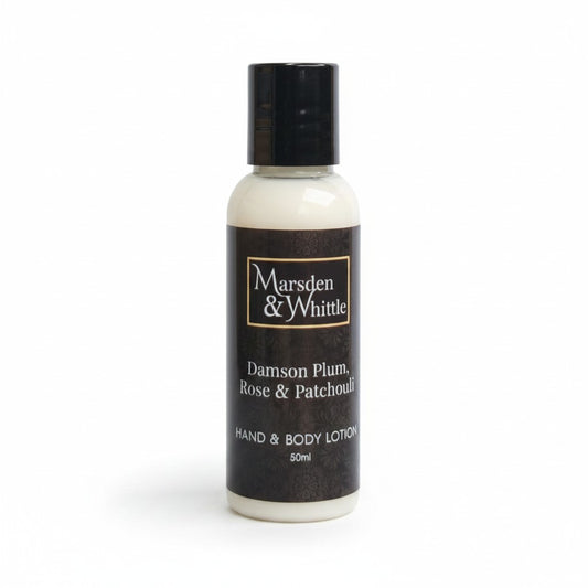 Damson Plum, Rose & Patchouli Hand & Body Lotion 50ml Travel Size - Marsden & Whittle