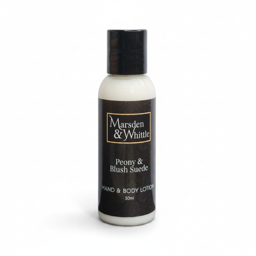 Peony & Blush Suede Hand & Body Lotion 50ml Travel Size - Marsden & Whittle