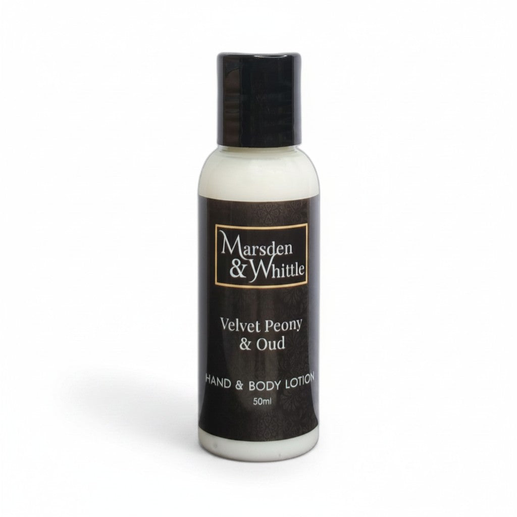 Velvet Peony & Oud Hand & Body Lotion 50ml Travel Size - Marsden & Whittle