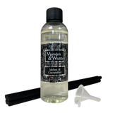 Melon & Cucumber Reed Diffuser Refill with 4 black fibre reeds and small plastic funnel