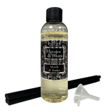 Myrrh & Tonka Reed Diffuser Refill with 4 black fibre reeds and small plastic funnel