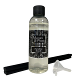 Paradise Beach Reed Diffuser Refill with 4 black fibre reeds and small plastic funnel